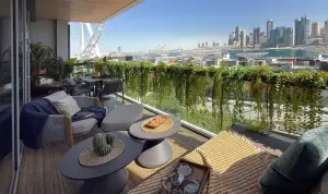 Vinyl music with a sea view. A new aesthetic apartment in Bluewaters.